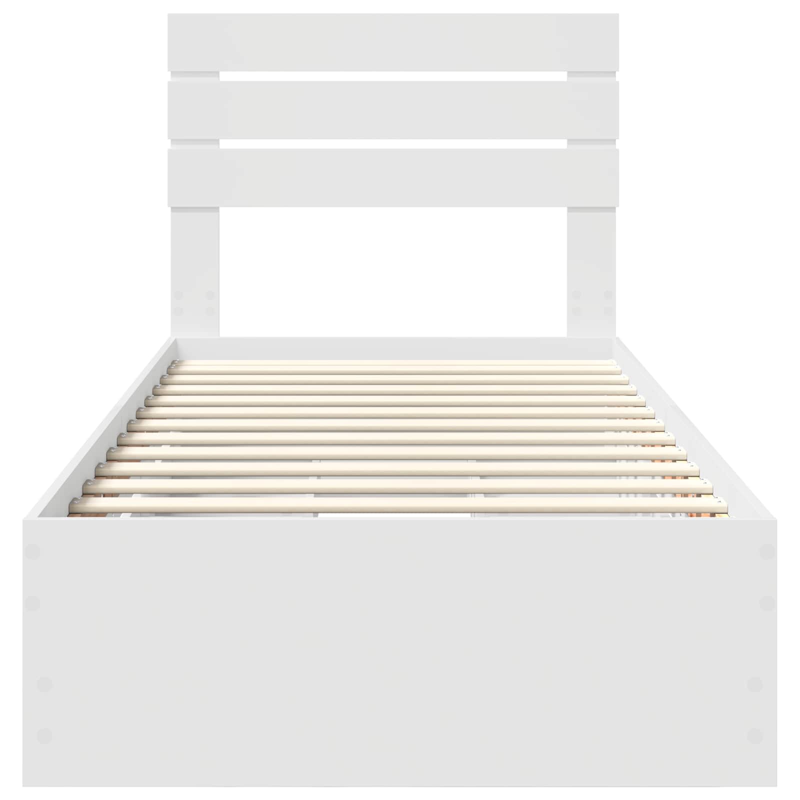 Sängram med låda med huvudgavel Vit 90 x 190 cm Ingenjörsträ
