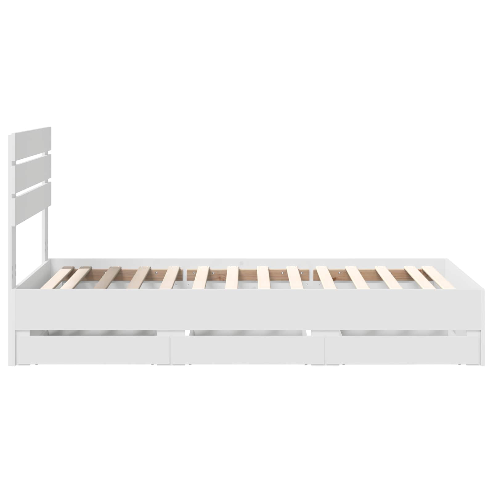 Sängram med låda med huvudgavel Vit 90 x 190 cm Ingenjörsträ