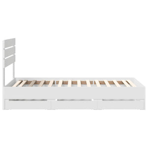 Sängram med låda med huvudgavel Vit 90 x 190 cm Ingenjörsträ