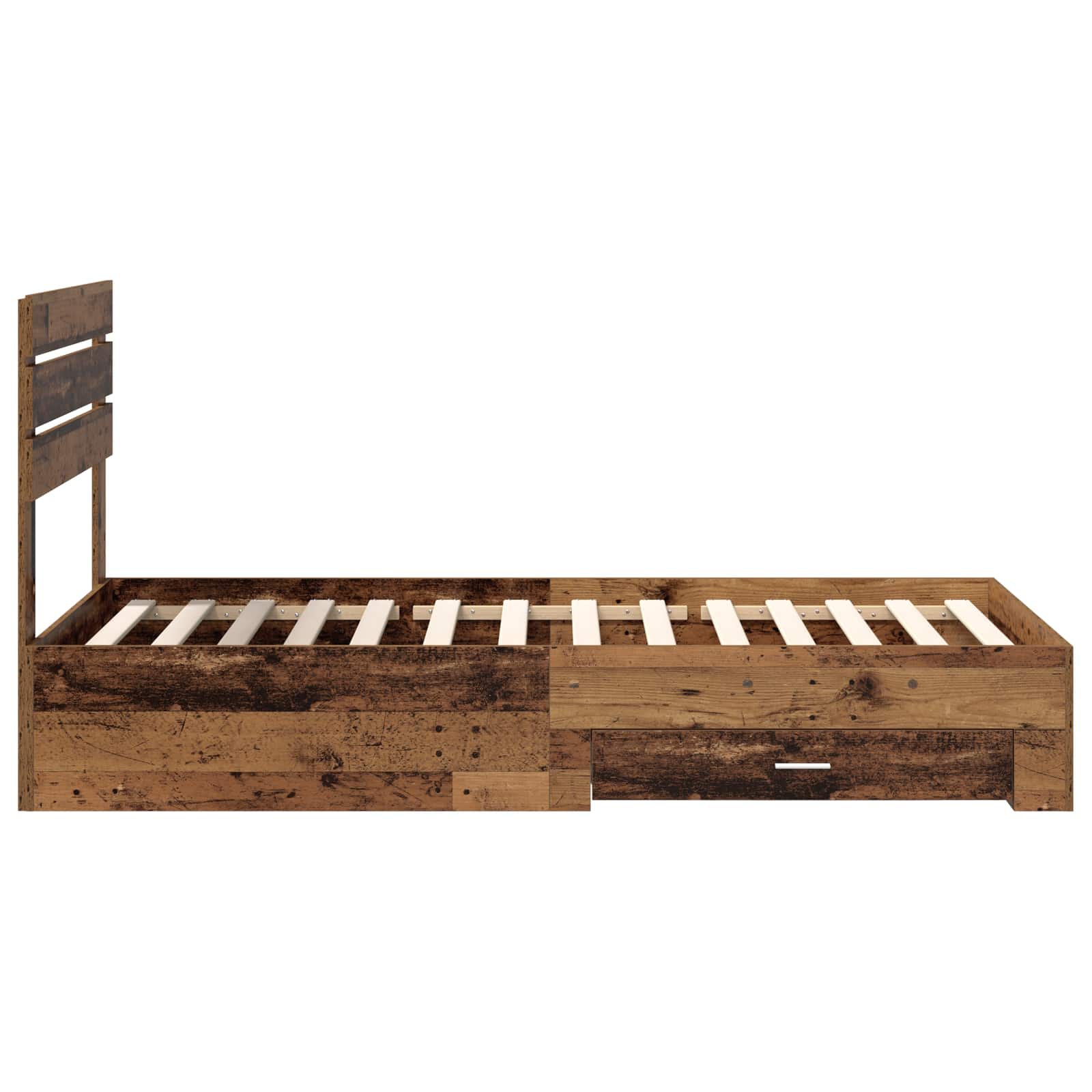 Sängram med låda med huvudgavel med lagring Konstruerat trä