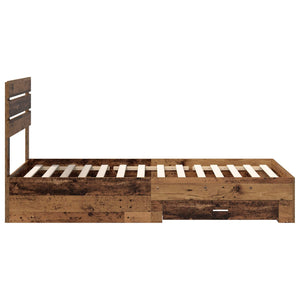 Sängram med låda med huvudgavel med lagring Konstruerat trä