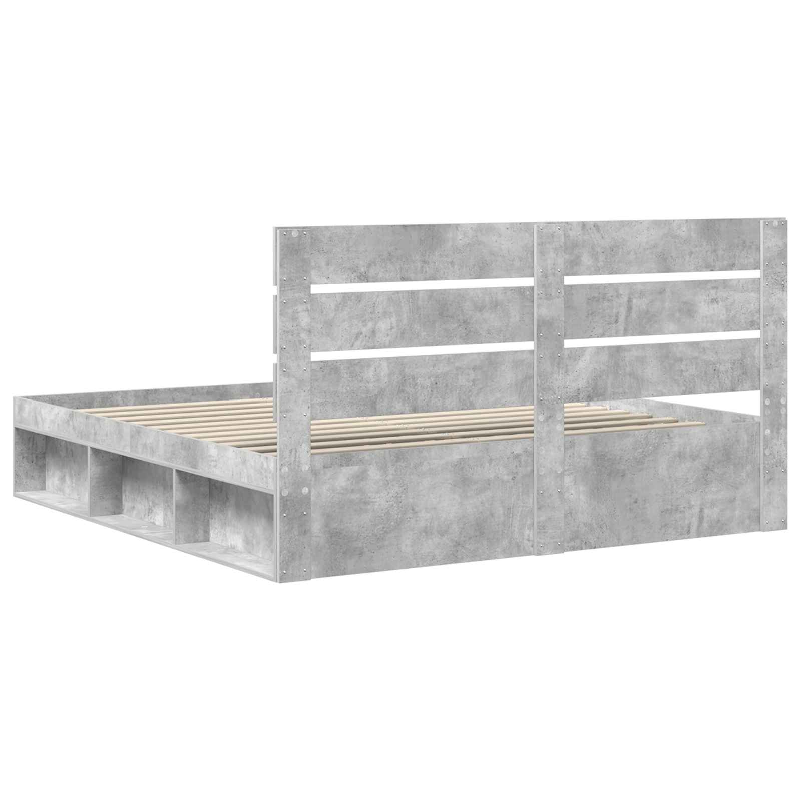 Sängram med huvudgavel Betong 200 x 200 cm Massiv furu