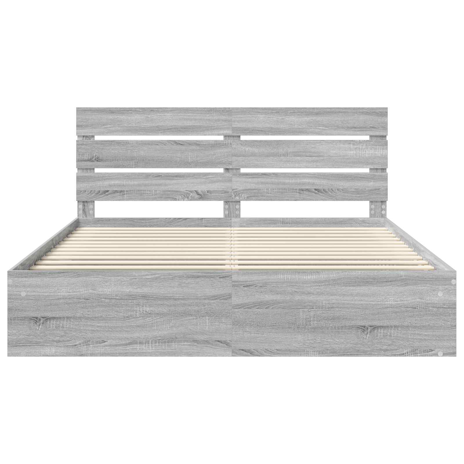 Sängram med huvudgavel Grå Sonoma 200 x 200 cm Massiv furu