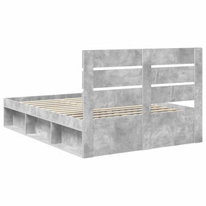 Sängram med huvudgavel Betong 160 x 200 cm Massiv furu