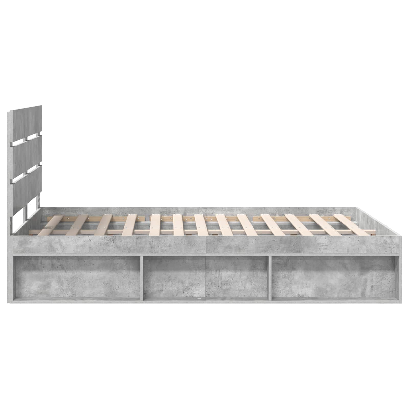 Sängram med huvudgavel Betong 140 x 200 cm Massiv furu