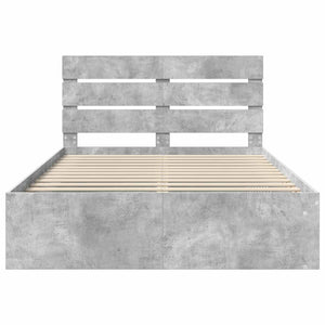 Sängram med huvudgavel Betong 140 x 190 cm Massiv furu