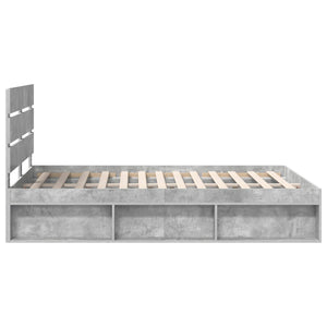 Sängram med huvudgavel Betong 140 x 190 cm Massiv furu