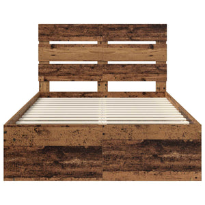 Sängram med huvudgavel Gammalt trä 135 x 190 cm Massiv furu