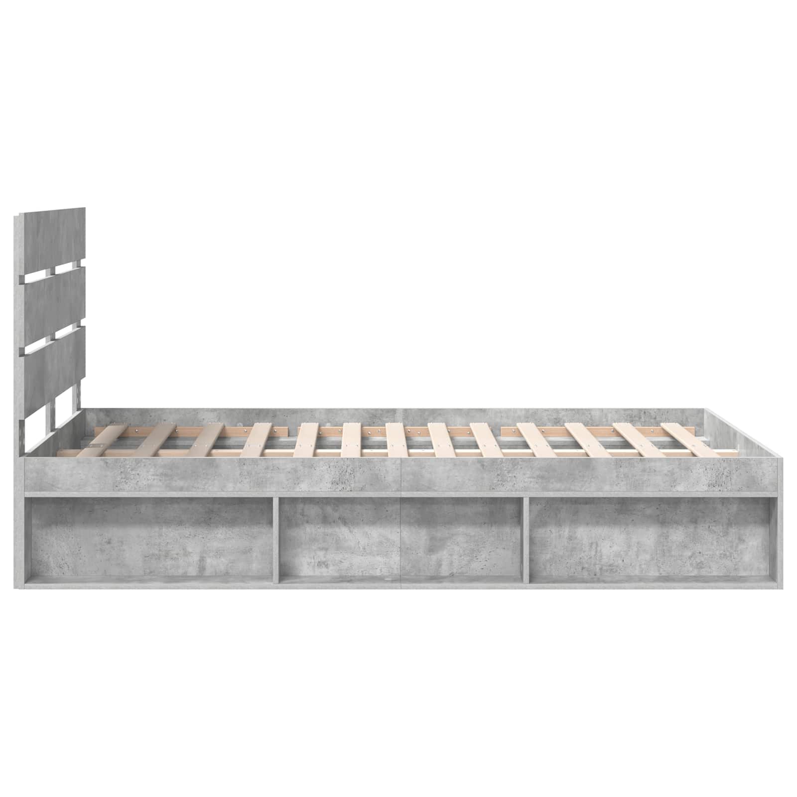 Sängram med huvudgavel Betong 120 x 200 cm Massiv furu