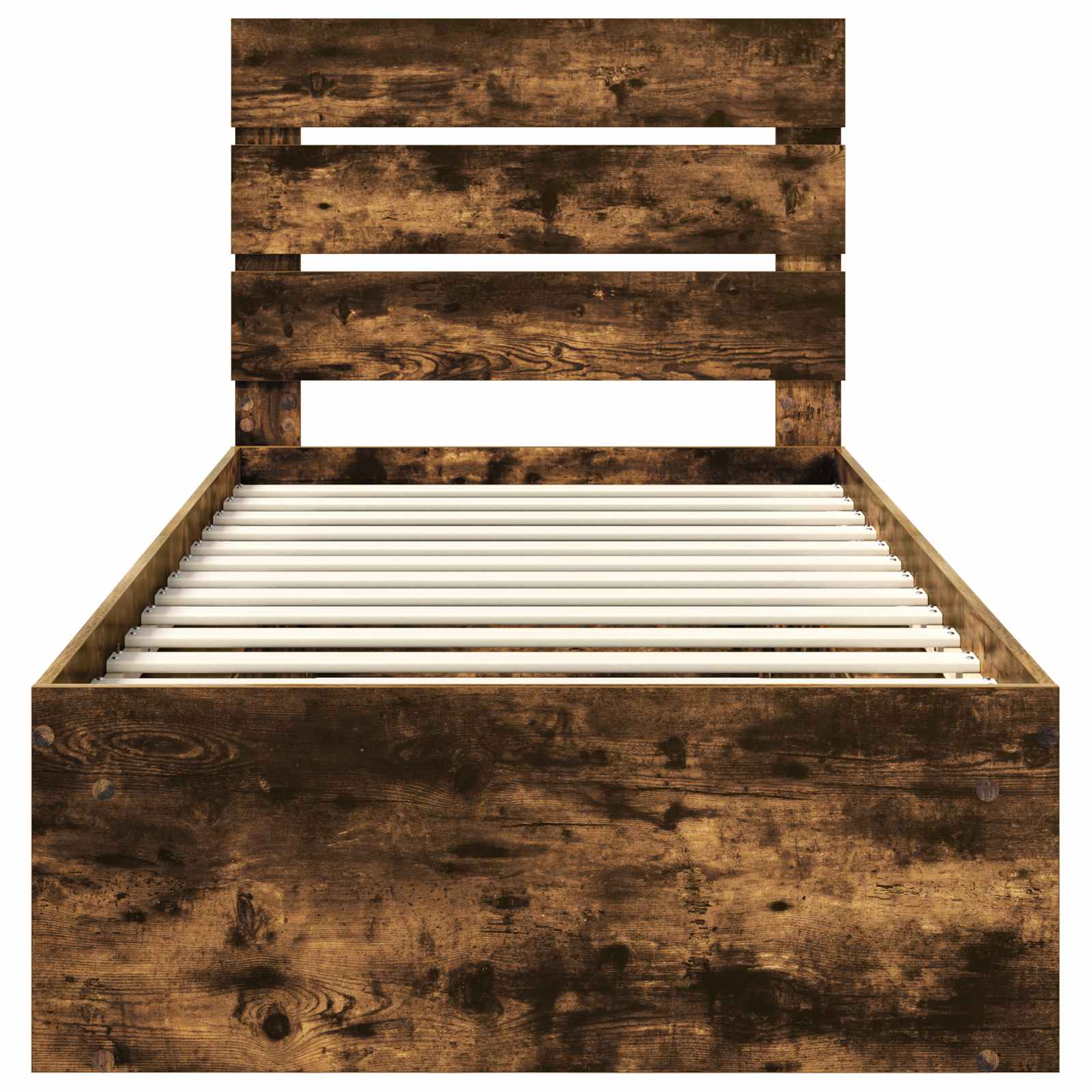 Sängram med huvudgavel Rökt ek 100 x 200 cm Massiv furu