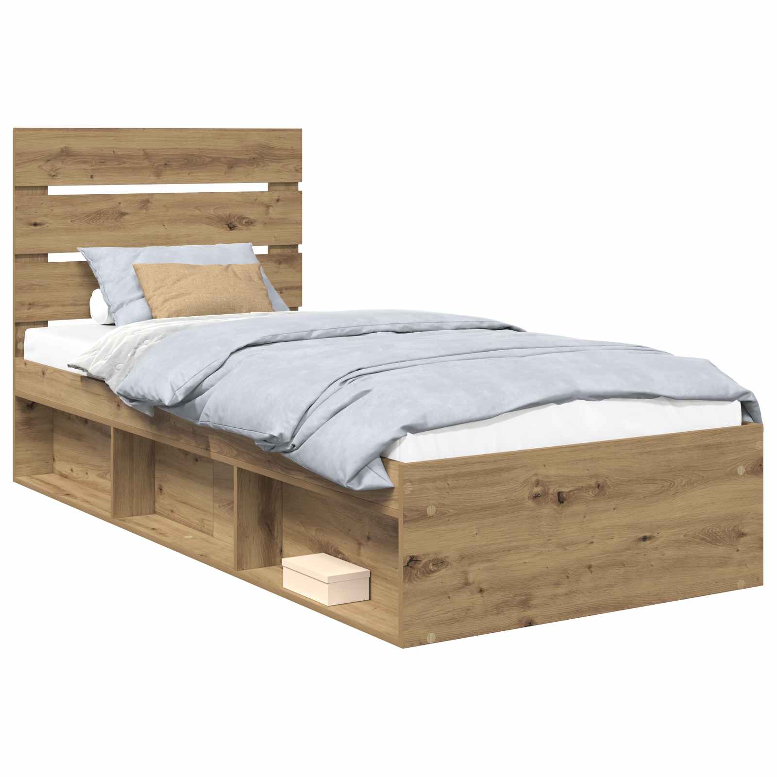 Sängram med huvudgavel Artisan Ek 100 x 200 cm Massiv furu