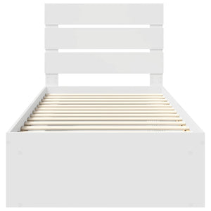 Sängram med huvudgavel Vit 90 x 200 cm Massiv furu