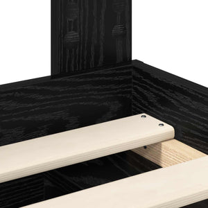 Sängram med huvudgavel Svart 90 x 200 cm Massiv furu