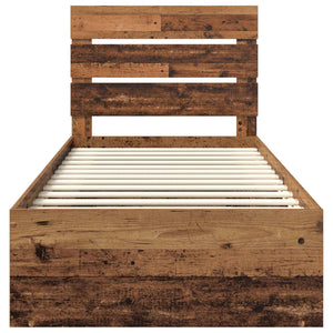 Sängram med huvudgavel Gammalt trä 90 x 200 cm Massiv furu