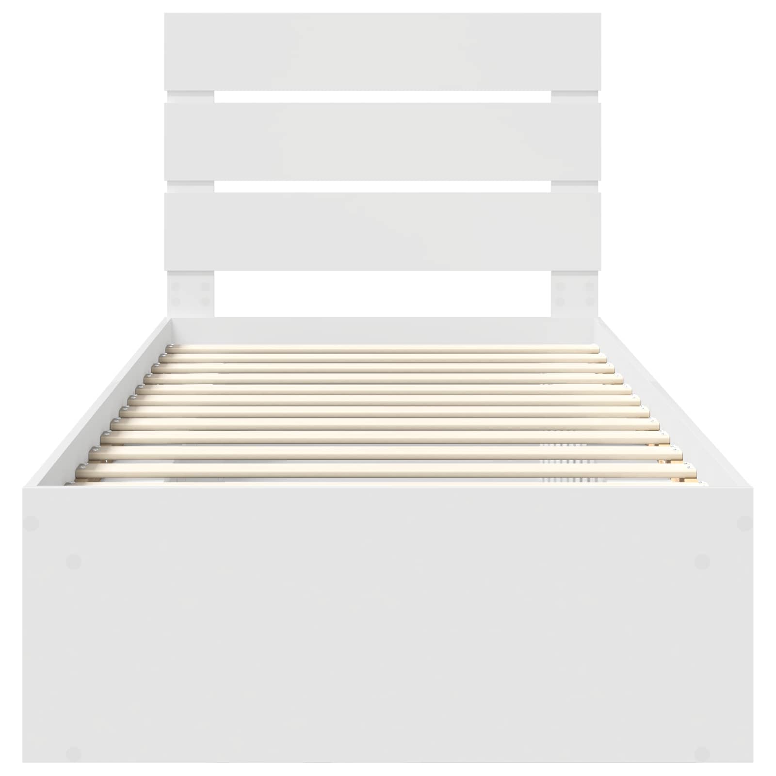 Sängram med huvudgavel Vit 90 x 190 cm Massiv furu