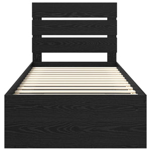 Sängram med huvudgavel Svart 75 x 190 cm Massiv furu