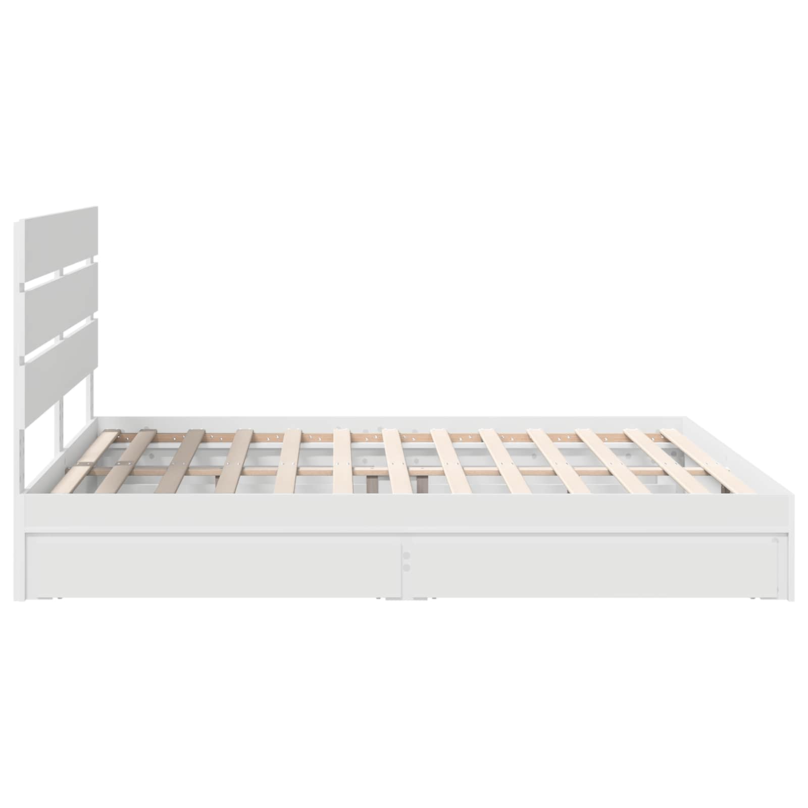 Förvaringssäng med huvudgavel Vit 180 x 200 cm Konstruerat trä