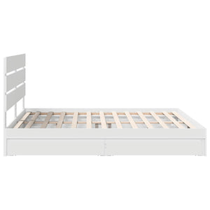 Förvaringssäng med huvudgavel Vit 180 x 200 cm Konstruerat trä