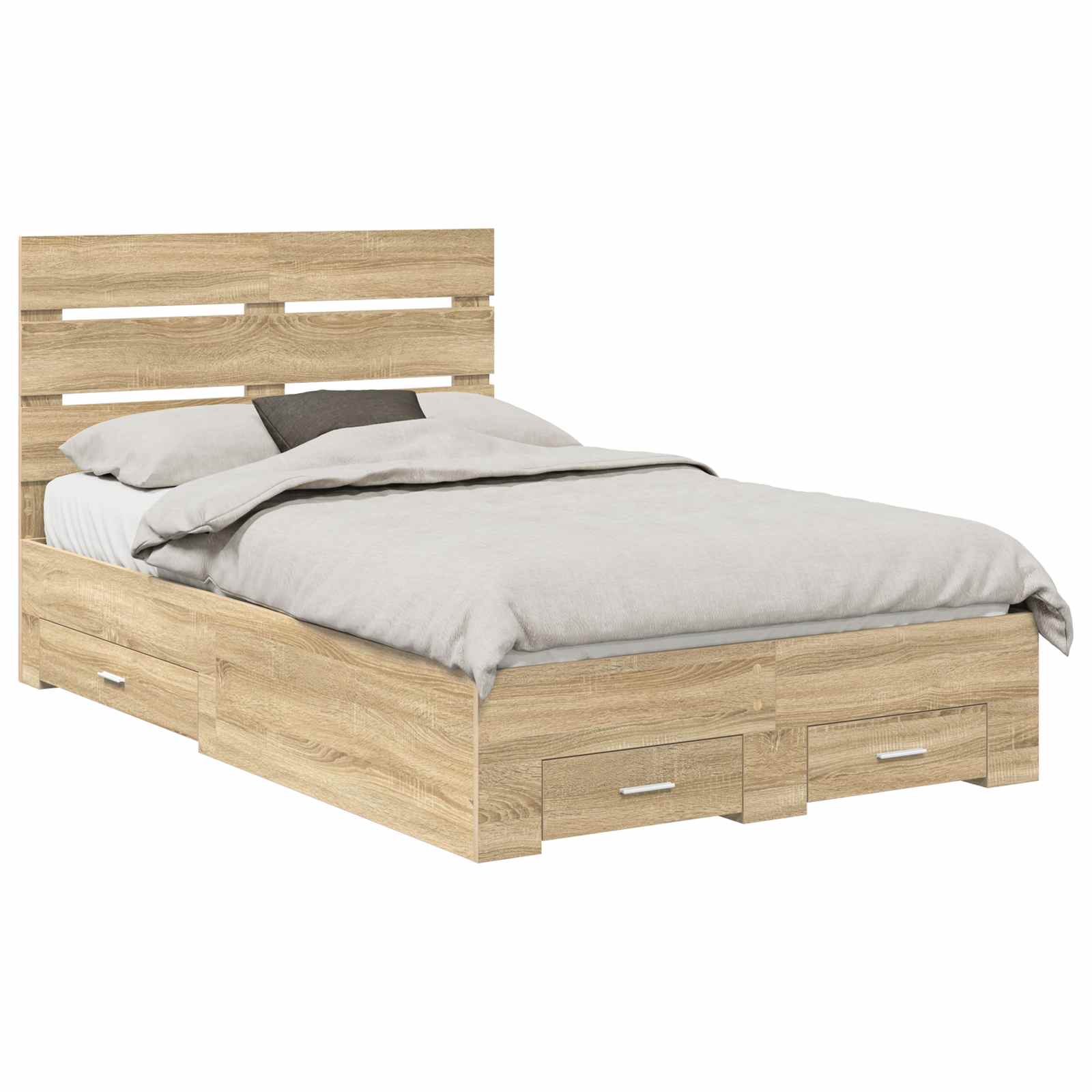 Sängram med låda Sonoma-ek 135 x 190 cm Konstruerat trä