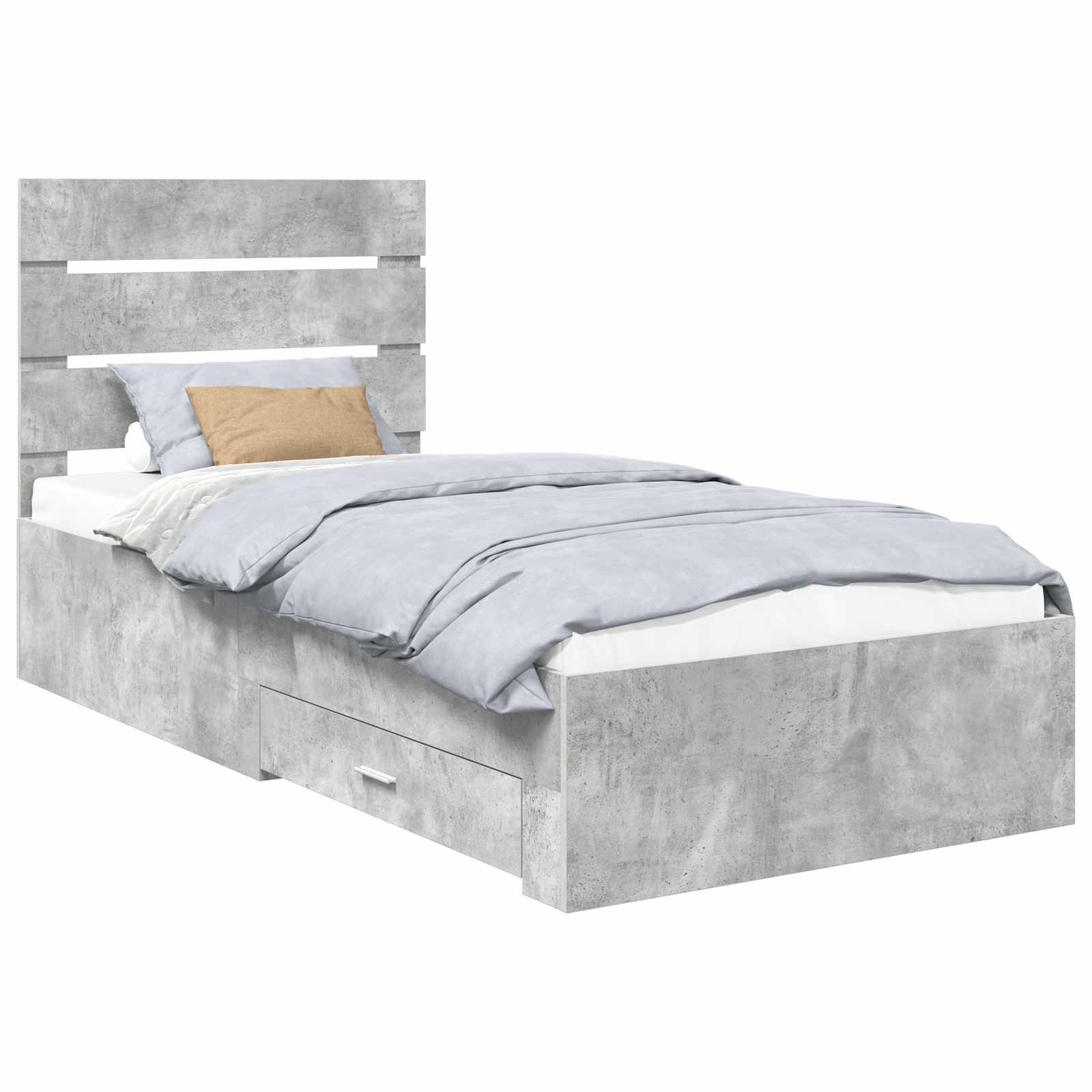 Sängram med låda Betonggrå 100 x 200 cm Konstruerat trä