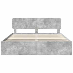 Sängram med huvudgavel Betong 200 x 200 cm Massiv furu