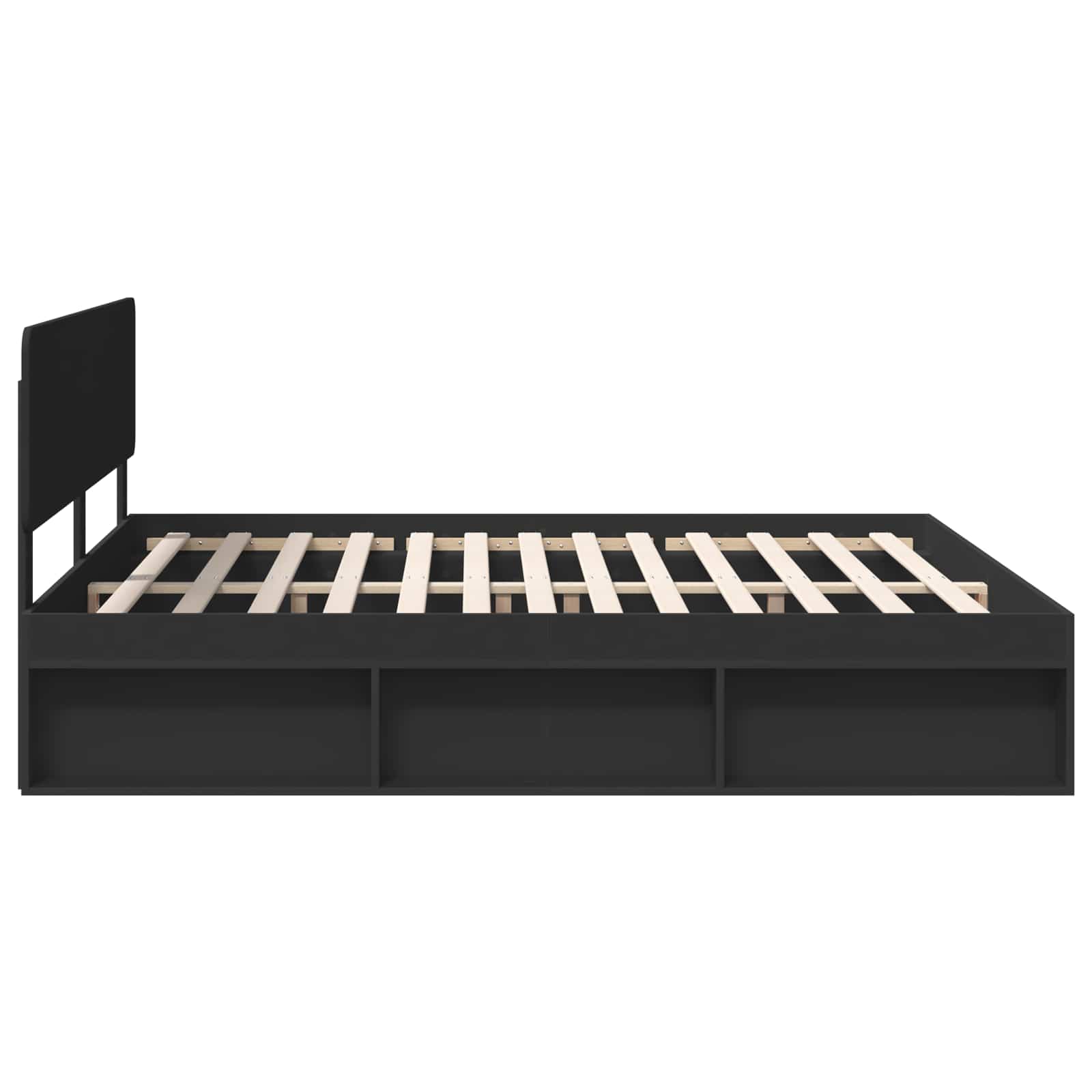 Sängram med huvudgavel Svart 180 x 200 cm Massiv furu