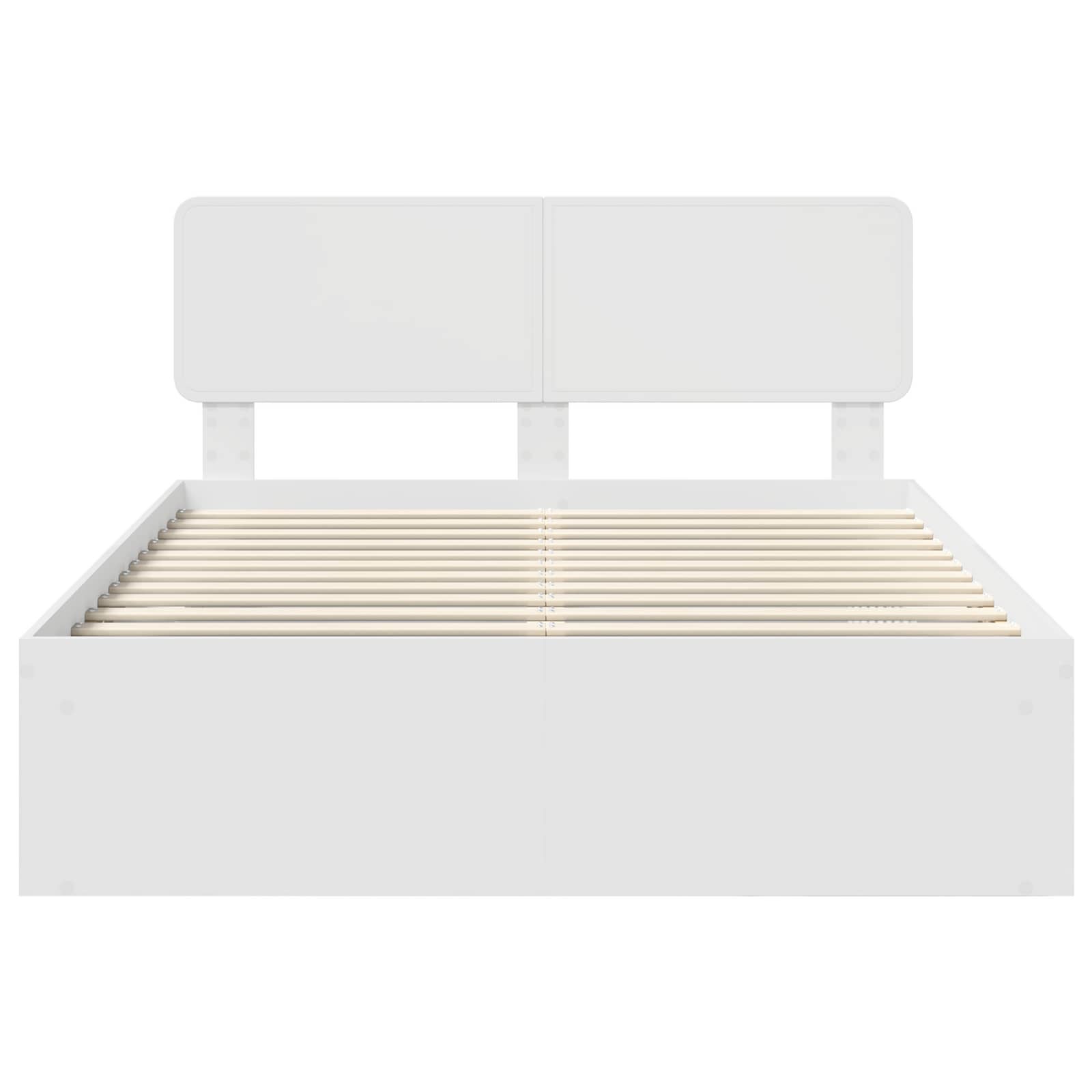 Sängram med huvudgavel Vit 150 x 200 cm Massiv furu