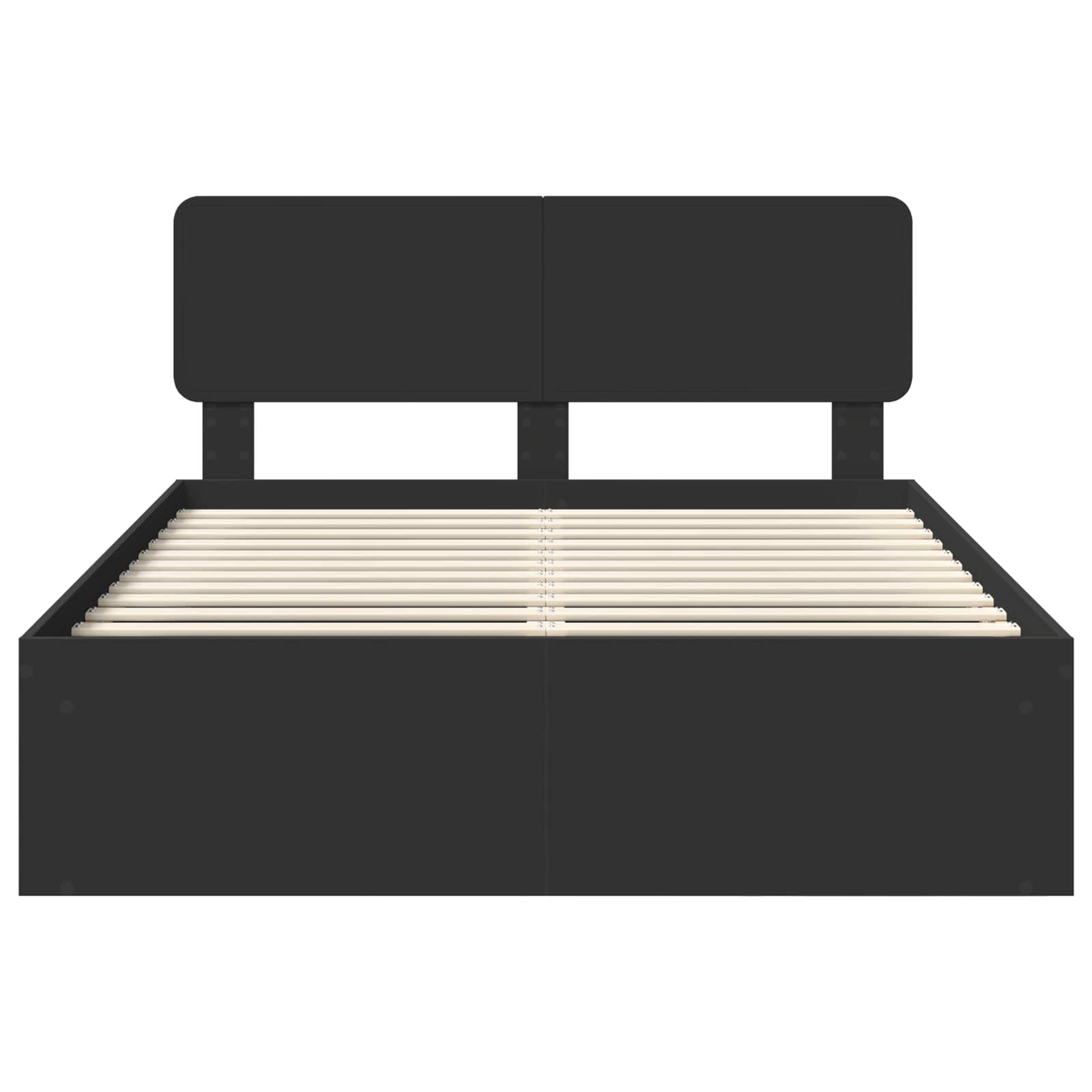 Sängram med huvudgavel Svart 150 x 200 cm Massiv furu