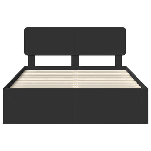 Sängram med huvudgavel Svart 150 x 200 cm Massiv furu