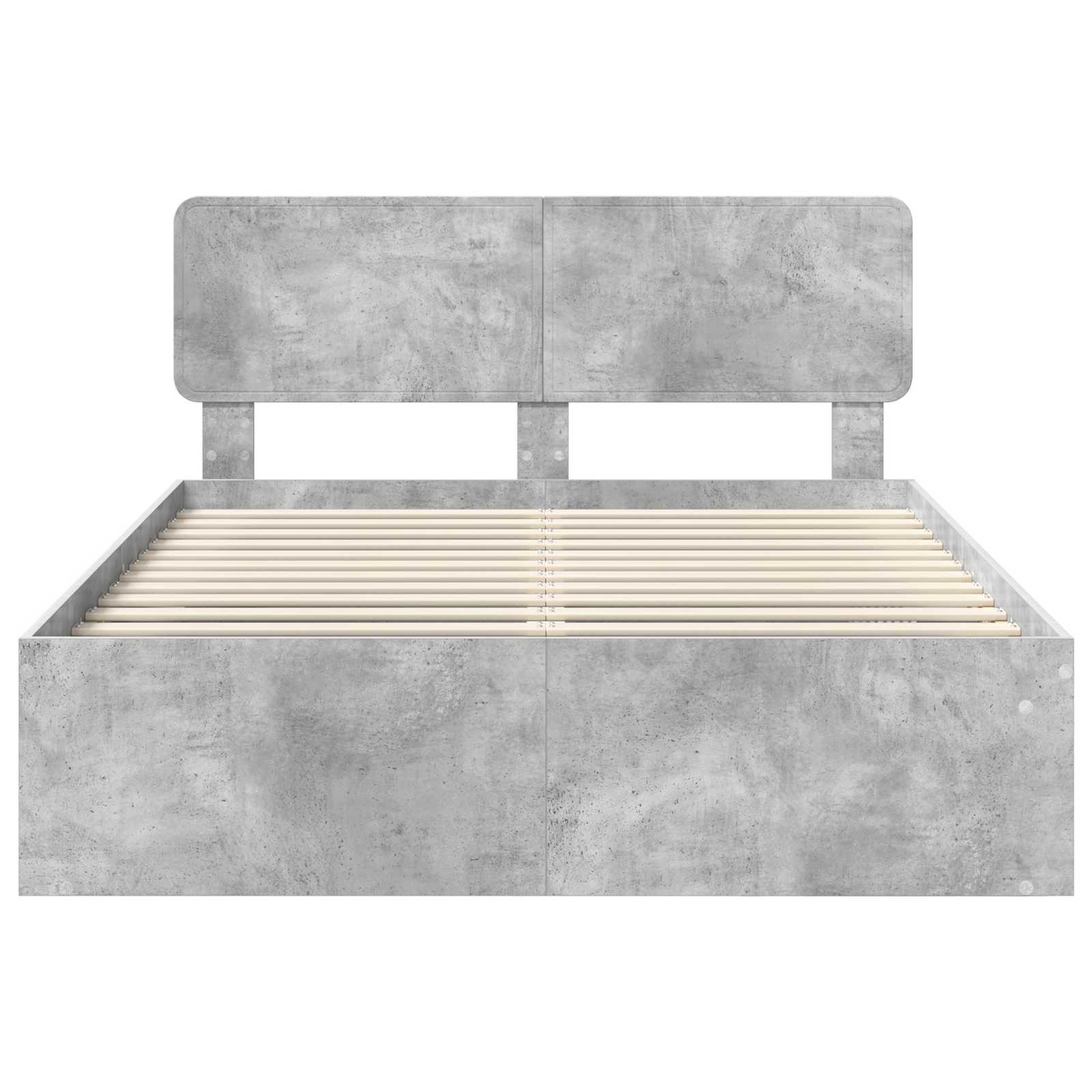 Sängram med huvudgavel Betong 140 x 190 cm Massiv furu