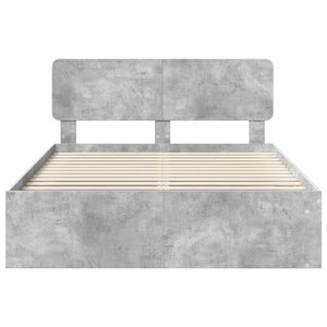 Sängram med huvudgavel Betong 140 x 190 cm Massiv furu