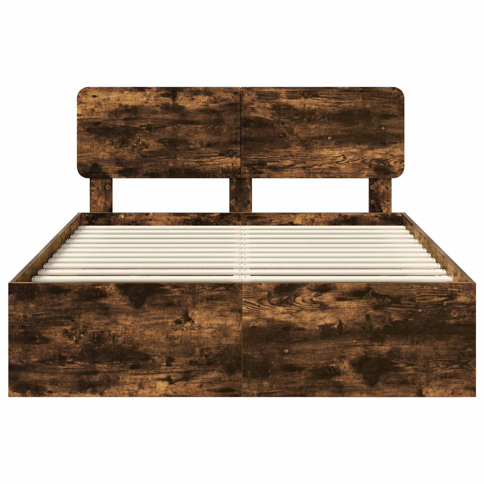 Sängram med huvudgavel Rökt ek 140 x 190 cm Massiv furu