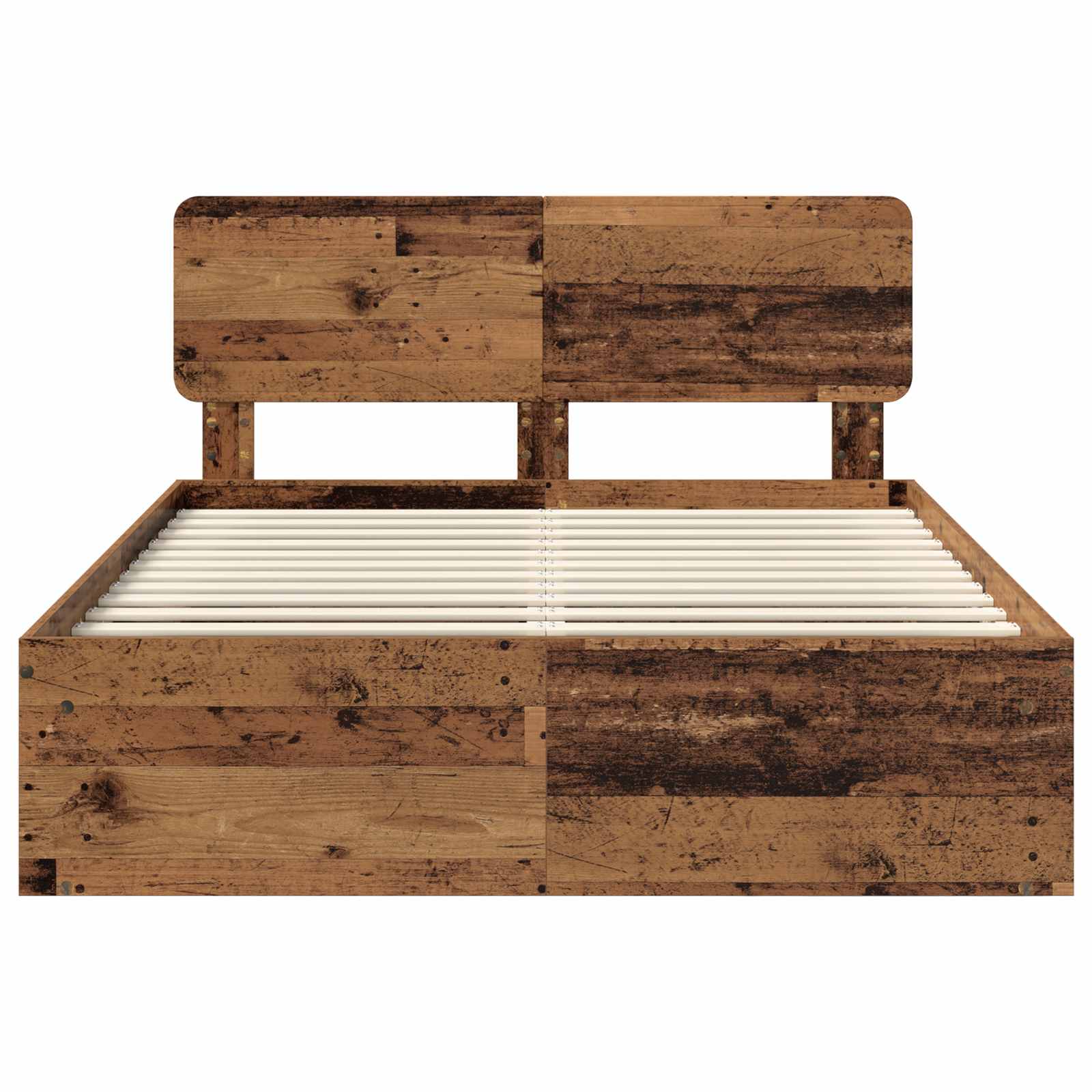 Sängram med huvudgavel Gammalt trä 140 x 190 cm Massiv furu