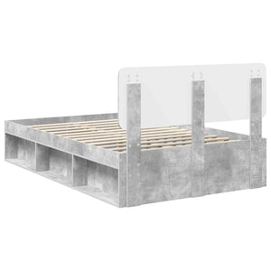 Sängram med huvudgavel Betonggrå 135 x 190 cm Massiv furu