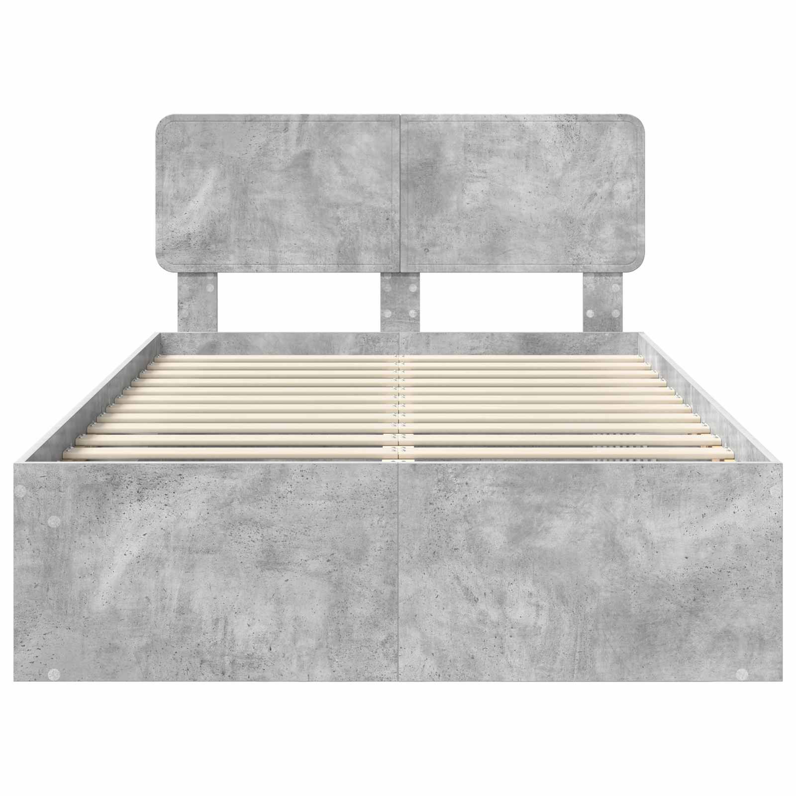 Sängram med huvudgavel Betonggrå 135 x 190 cm Massiv furu