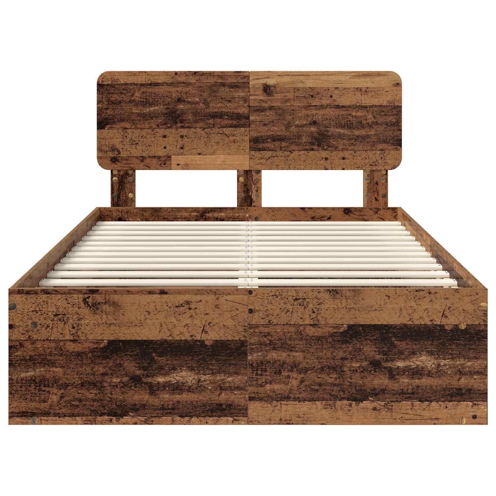 Sängram med huvudgavel Gammalt trä 135 x 190 cm Massiv furu