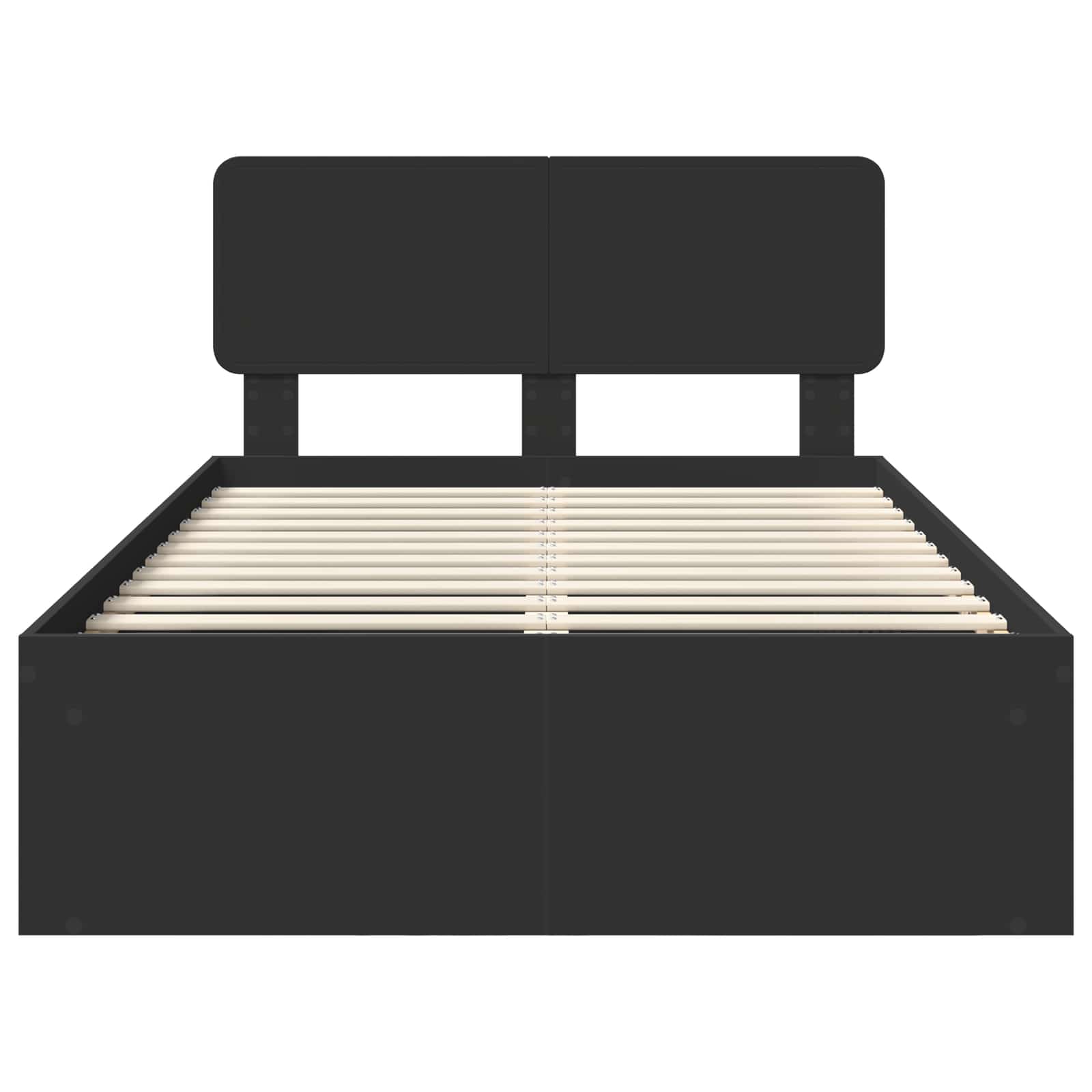 Sängram med huvudgavel Svart 120 x 200 cm Massiv furu