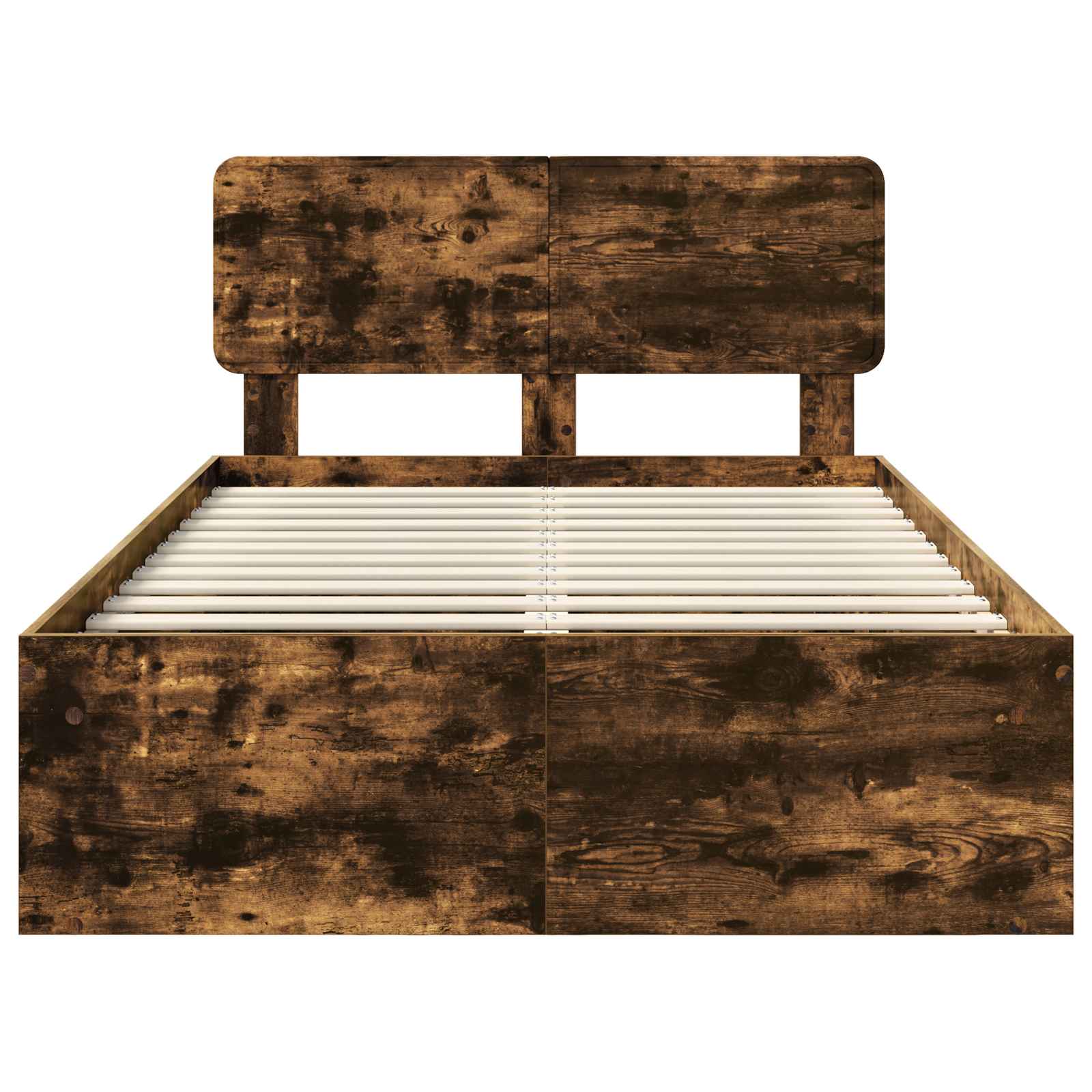 Sängram med huvudgavel Rökt ek 120 x 200 cm Massiv furu