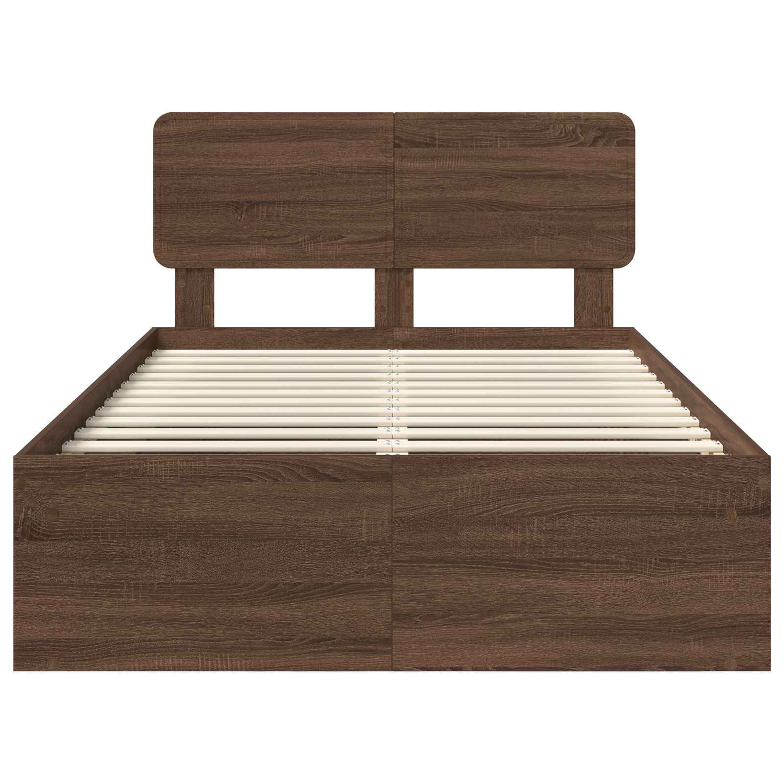 Sängram med huvudgavel Brun Ek 120 x 190 cm Massiv furu