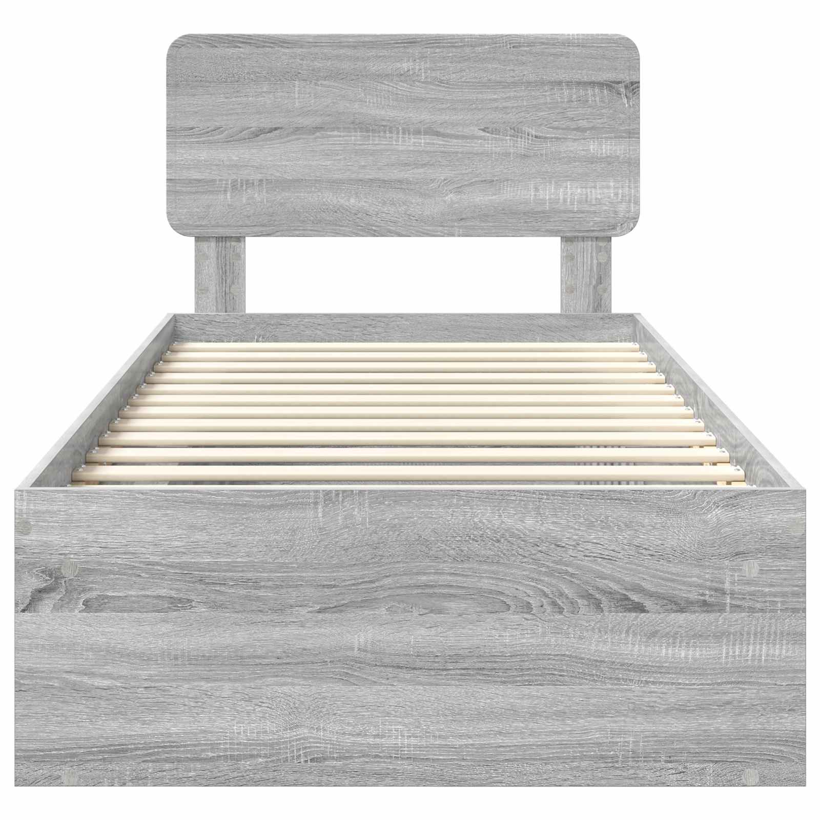 Sängram med huvudgavel Grå Sonoma 100 x 200 cm Massiv furu