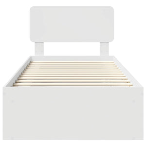 Sängram med huvudgavel Vit 90 x 200 cm Massiv furu