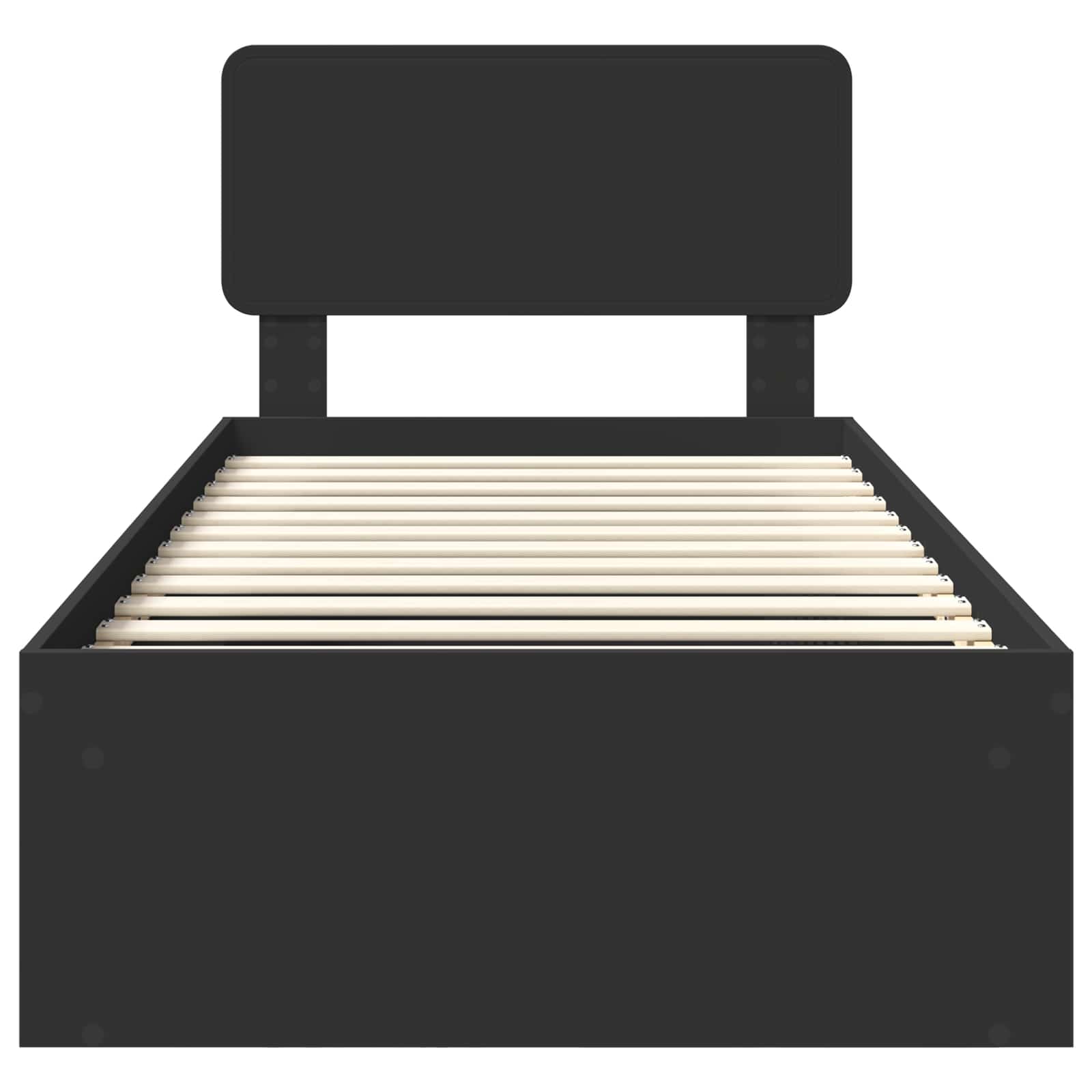 Sängram med huvudgavel Svart 90 x 200 cm Massiv furu