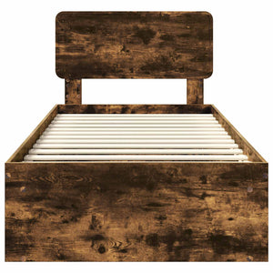 Sängram med huvudgavel Rökt ek 90 x 200 cm Massiv furu