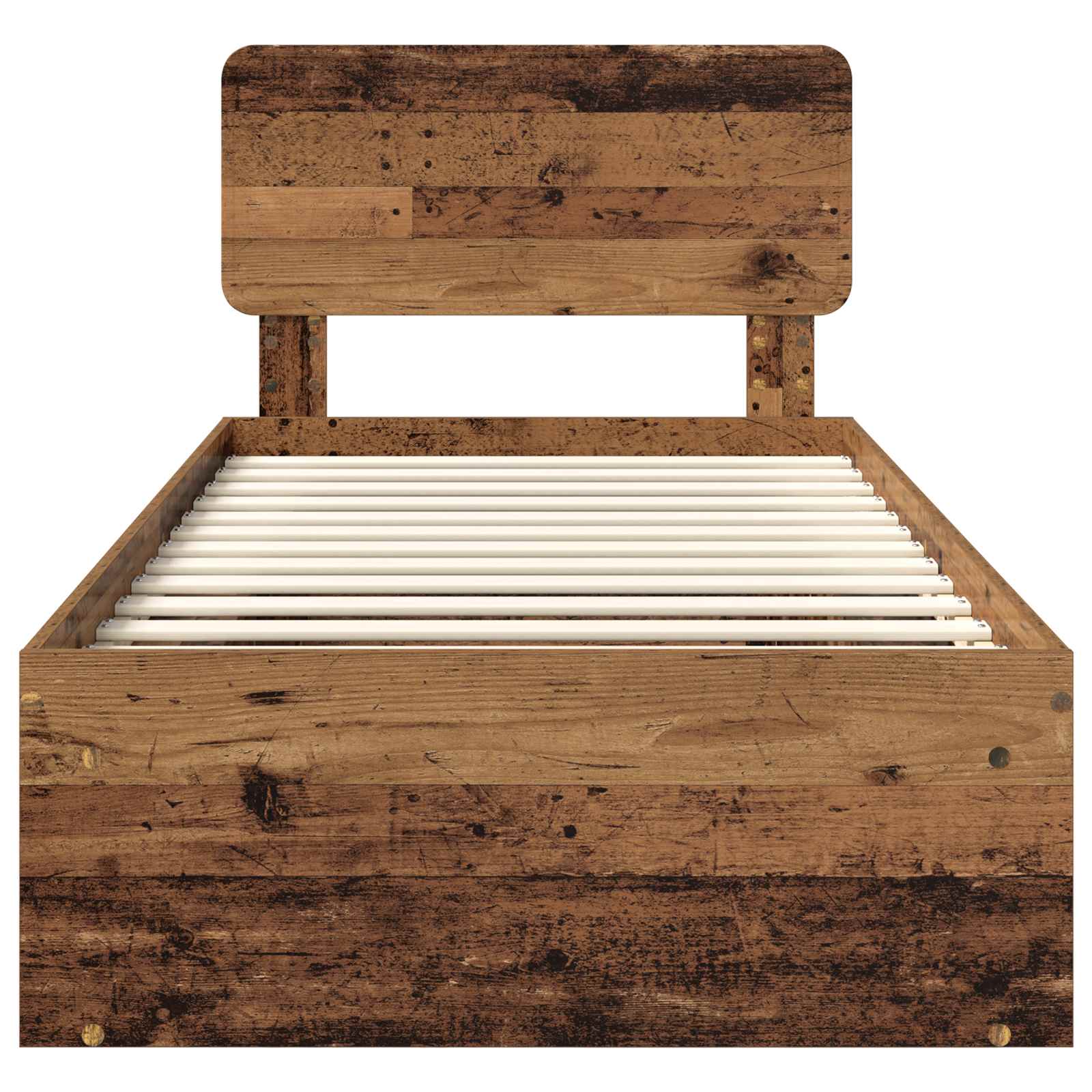 Sängram med huvudgavel Gammalt trä 90 x 200 cm Massiv furu