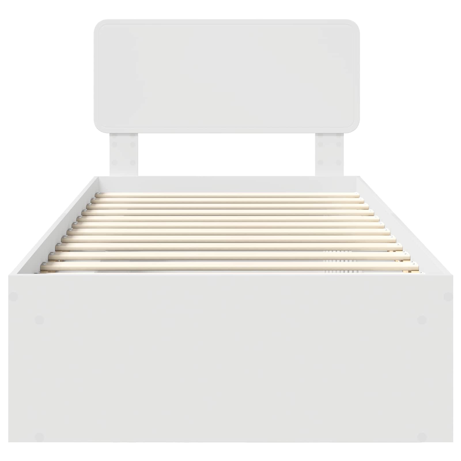 Sängram med huvudgavel Vit 90 x 190 cm Massiv furu