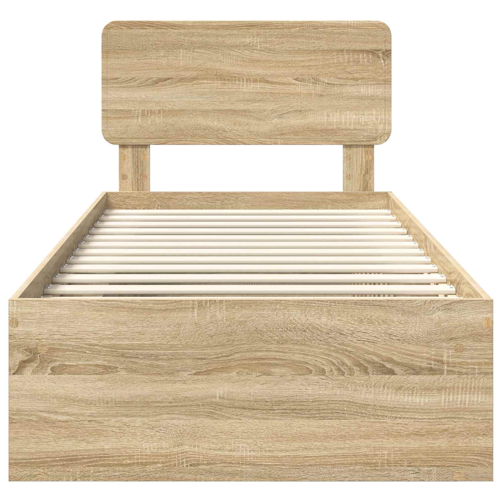 Sängram med huvudgavel Sonoma-ek 75 x 190 cm Massiv furu