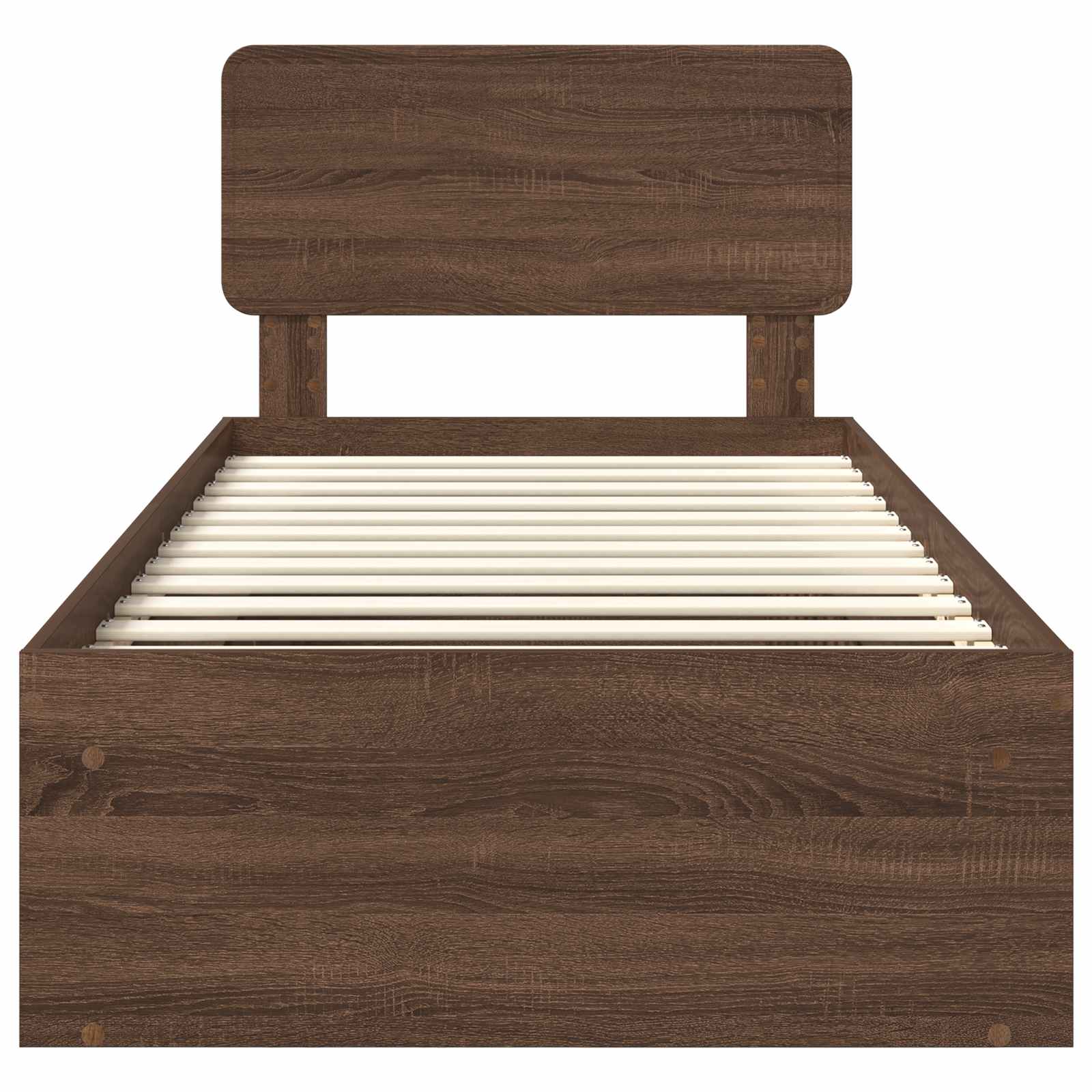Sängram med huvudgavel Brun Ek 75 x 190 cm Massiv furu
