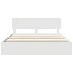 Sängram med låda med huvudgavel Vit 180 x 200 cm Ingenjörsträ