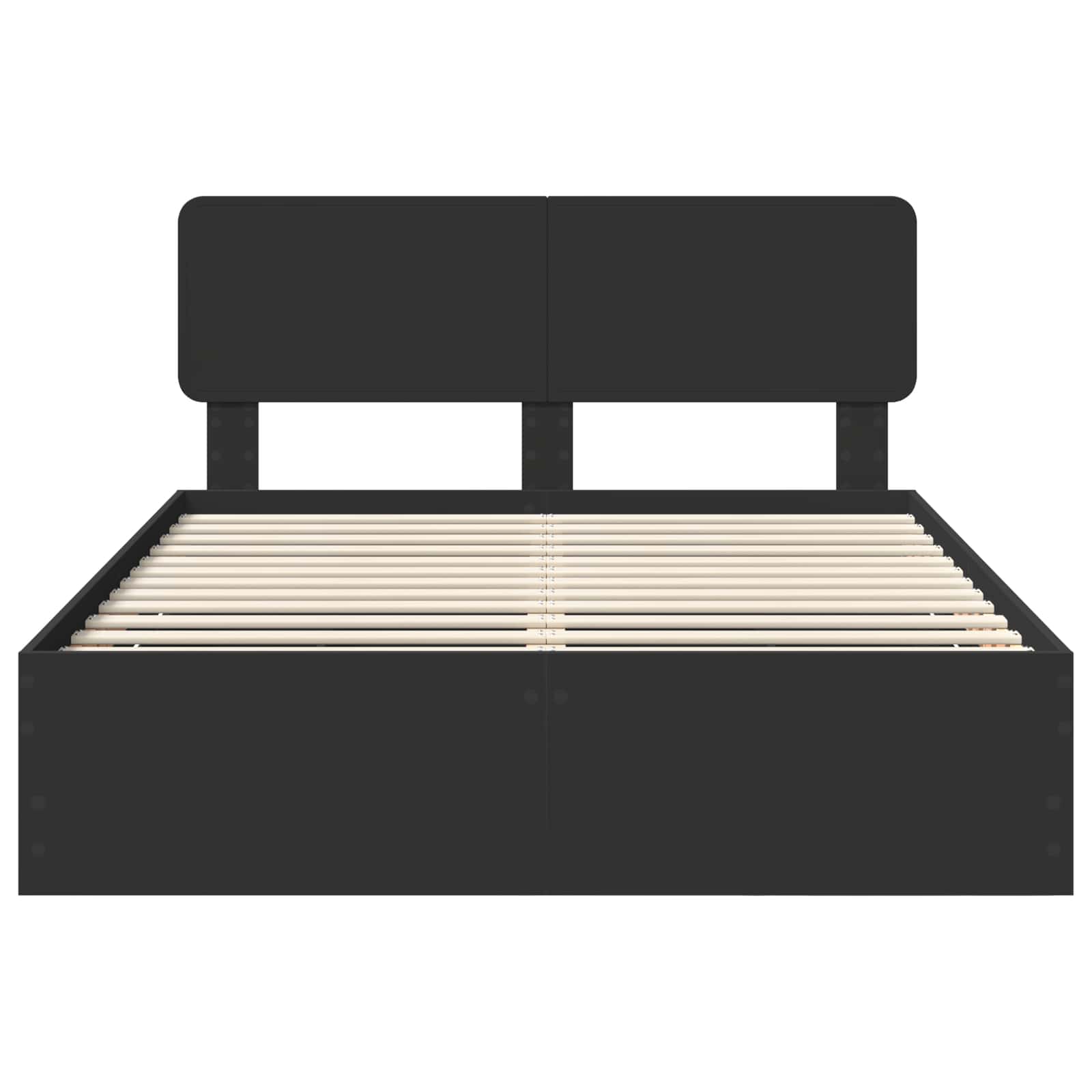 Sängram med låda med huvudgavel Svart 150 x 200 cm Ingenjörsträ