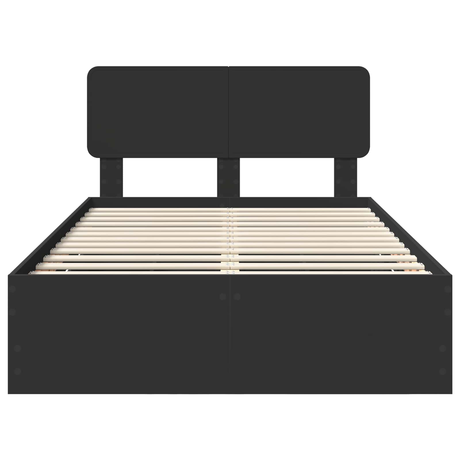 Sängram med låda med huvudgavel Svart 120 x 190 cm Ingenjörsträ